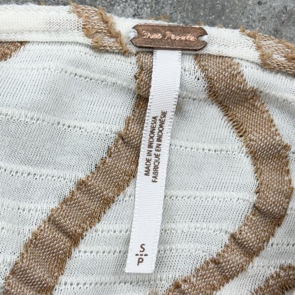 Free People Sand Dunes Cream And Tan Tank Size Small Stretchy Boho - Picture 8 of 10
